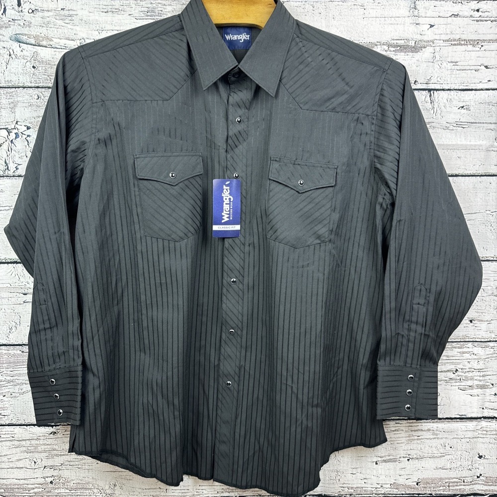 Wrangler Men's Sport Western Two Pocket Long‎ Sleeve Snap Shirt [Size XXL]